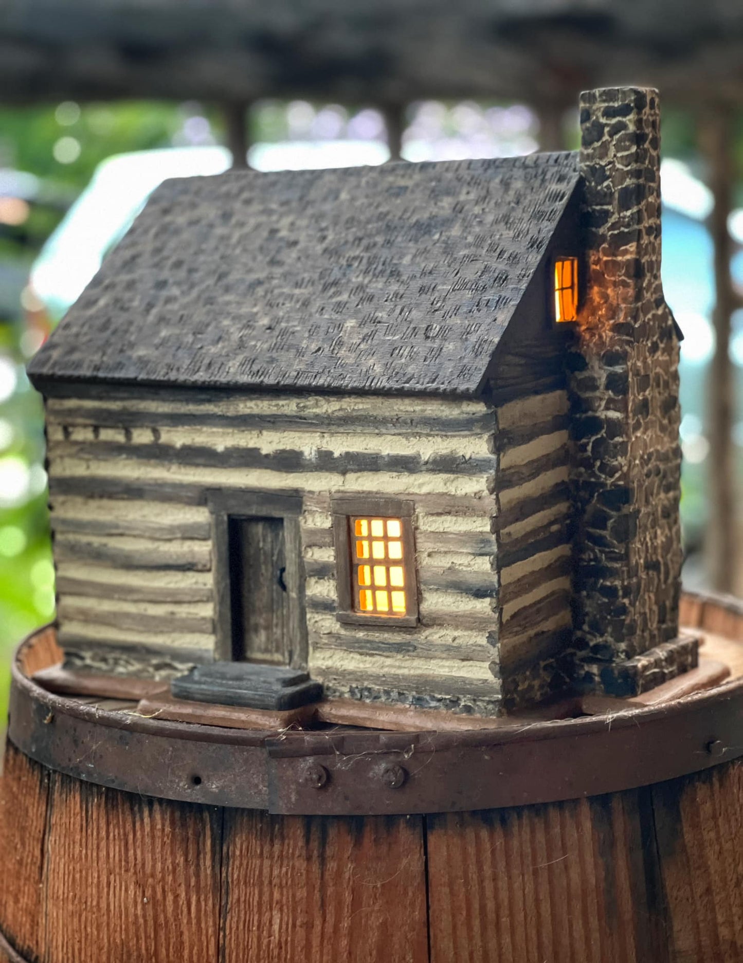 Miniature Folk Art Cabin
