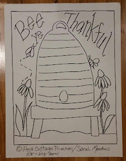 Bee Ye Thankful Rug Hooking Pattern ON PAPER