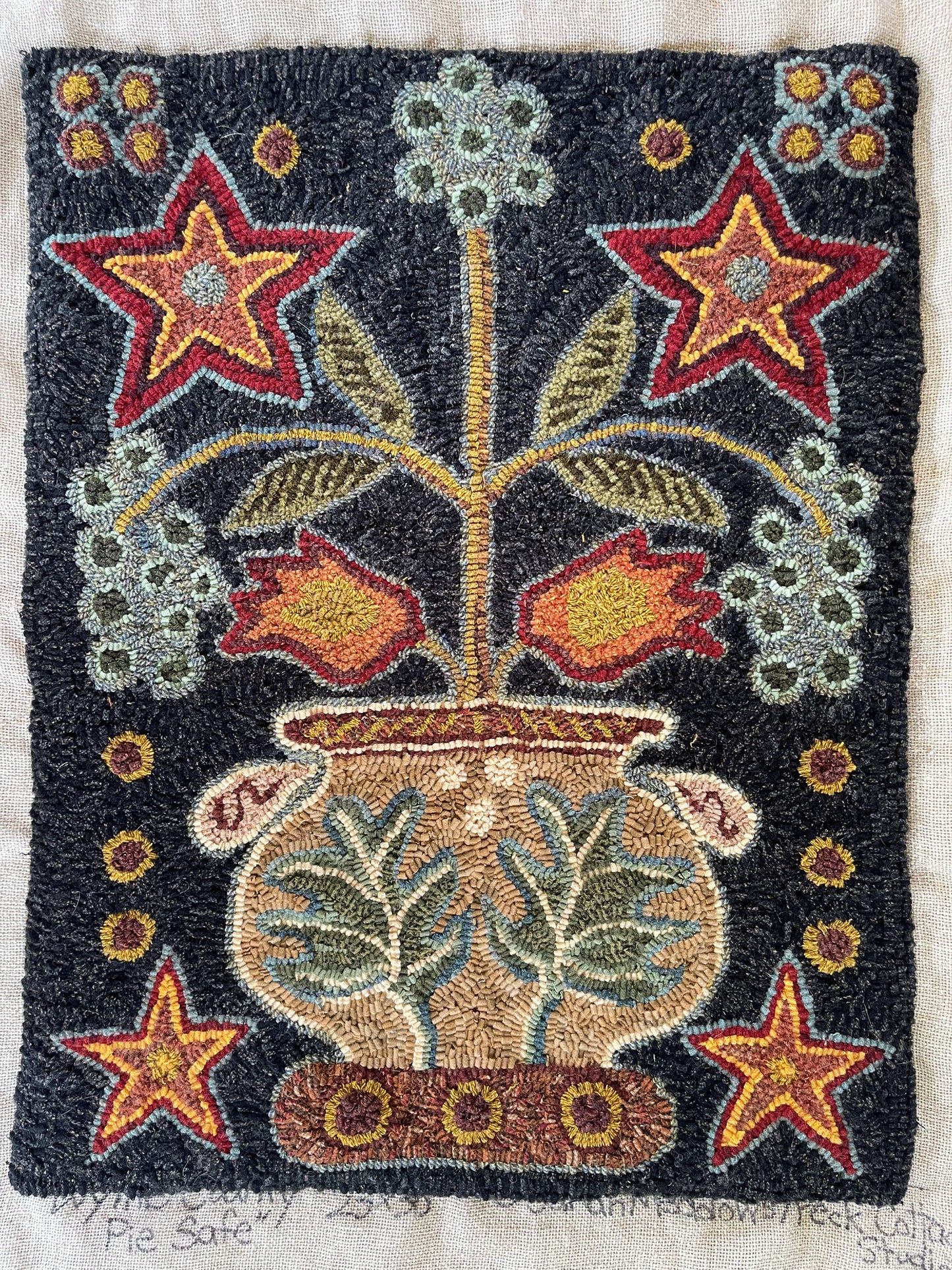 Wythe County Pie Safe Rug Hooking Pattern - Hand Drawn on Linen