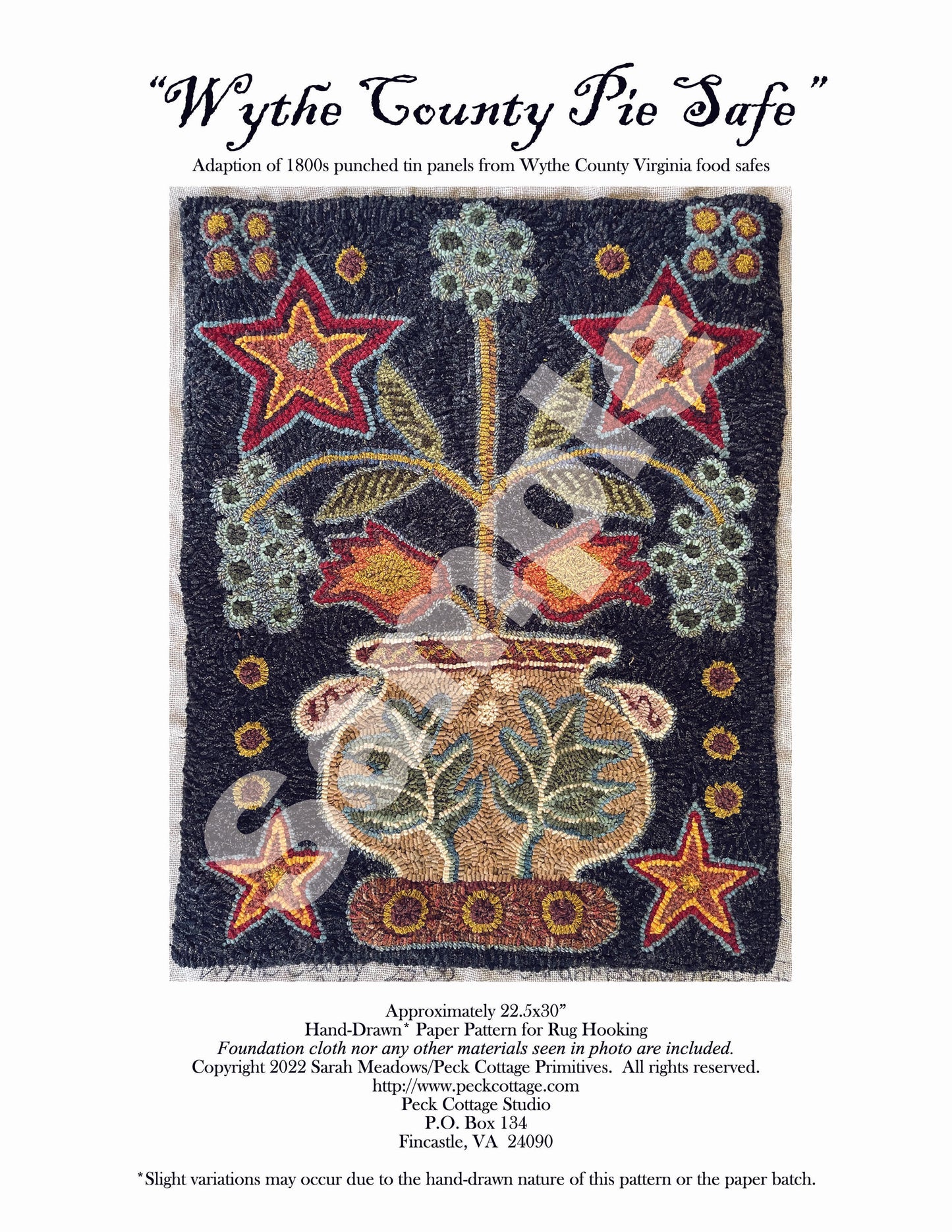 Wythe County Pie Safe Rug Hooking Pattern ON PAPER
