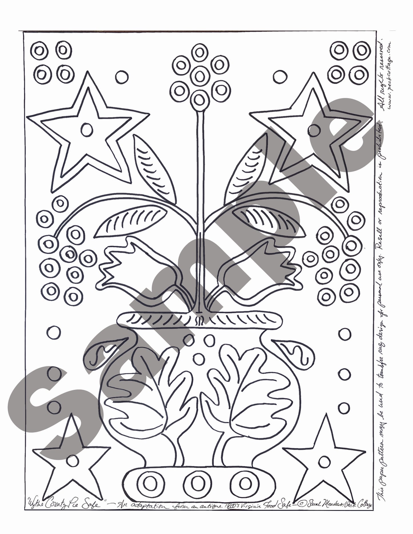 Wythe County Pie Safe Rug Hooking Pattern ON PAPER