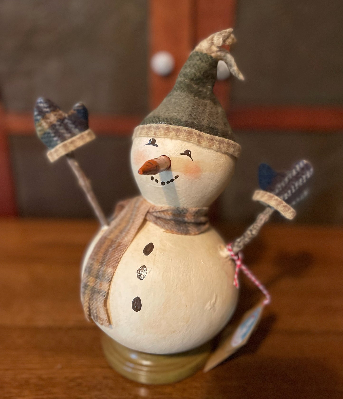 Soggy Bottom Snowman (with mittens; small stand)