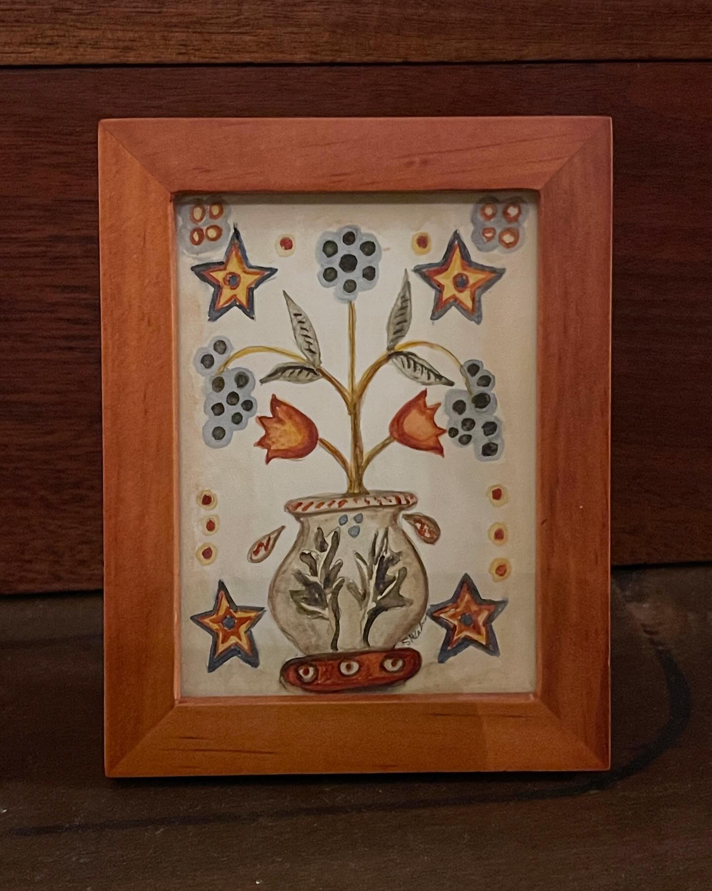 Miniature Watercolor (Original) Painting -Fraktur