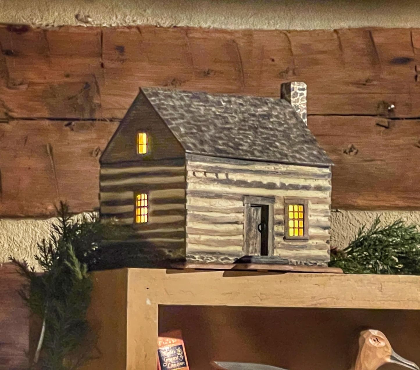 Miniature Folk Art Cabin