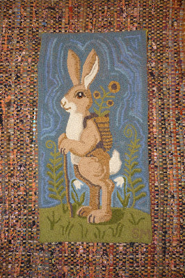 Mr. Bunny Rug Hooking Pattern on Linen
